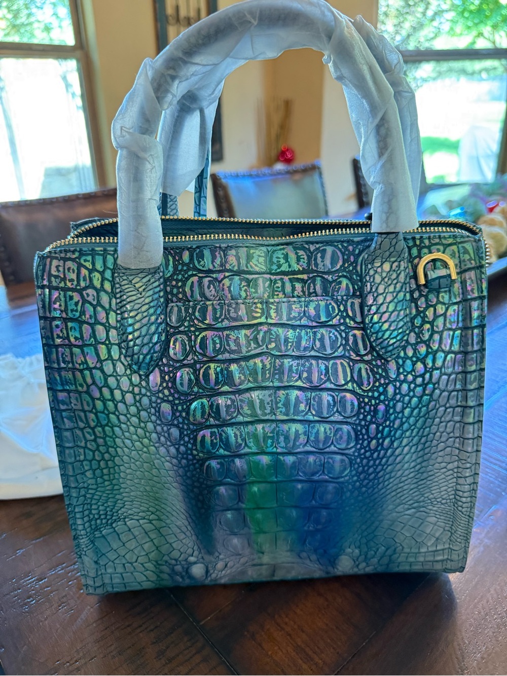 Brahmin small Caroline blue topaz Melbourne genuine leather satchel-NEW! - Picture 6 of 7
